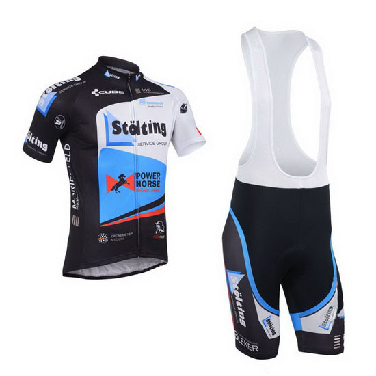 2013 Maillot Stolting Tirantes Mangas Cortas Negro Y celeste